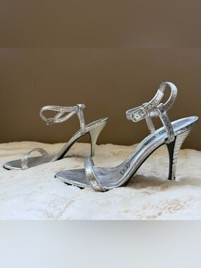 Cathy Jean Silver Metallic Strappy Stiletto Sandals